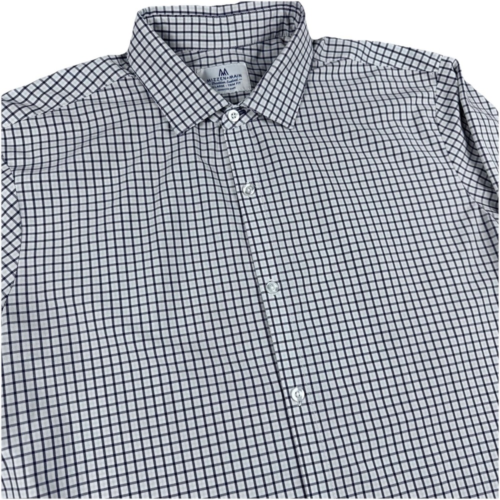 Mizzen Main Tradition Evolved Button Shirt Men XXL Trim Plaid White Long Casual